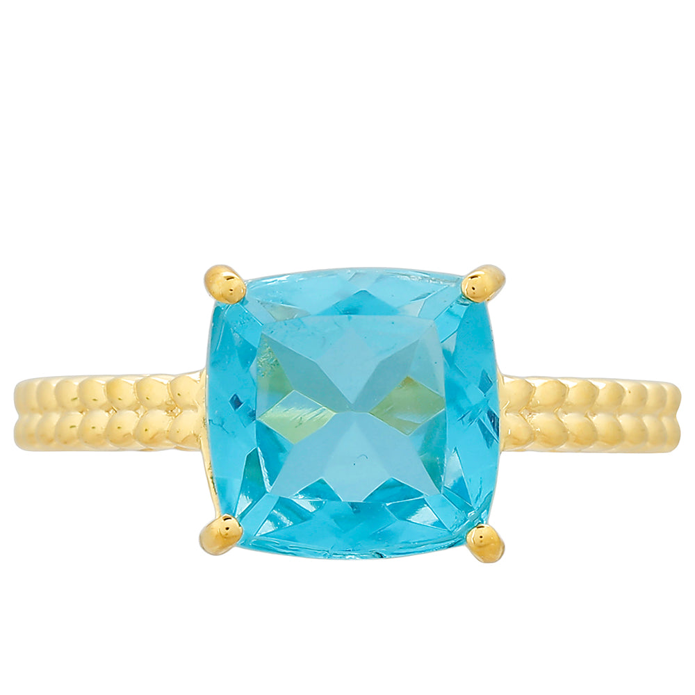 Pozlátený Strieborný Prsteň s Paraiba Kremeňom 1 