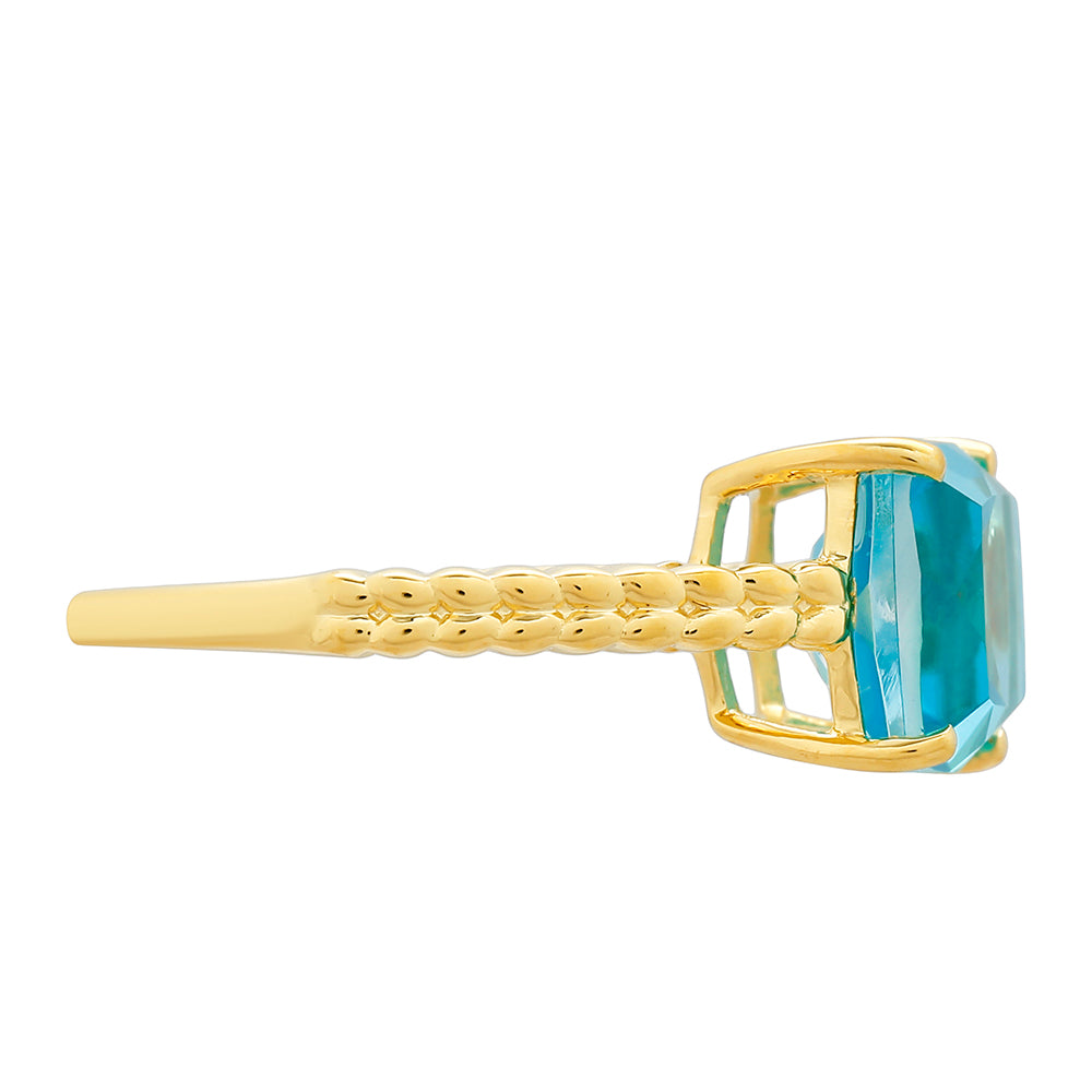 Pozlátený Strieborný Prsteň s Paraiba Kremeňom 2 