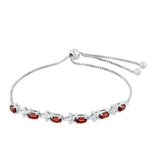 Strieborný Náramok s Granátom a Bielym Topásom