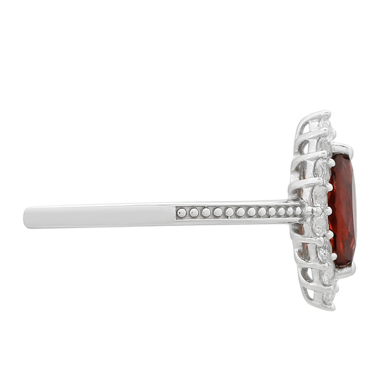 Strieborný Prsteň s Granátom a Bielym Topásom