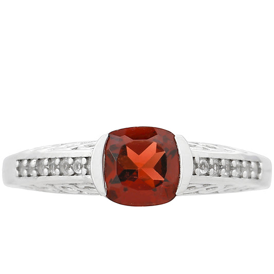 Strieborný Prsteň s Granátom a Bielym Topásom