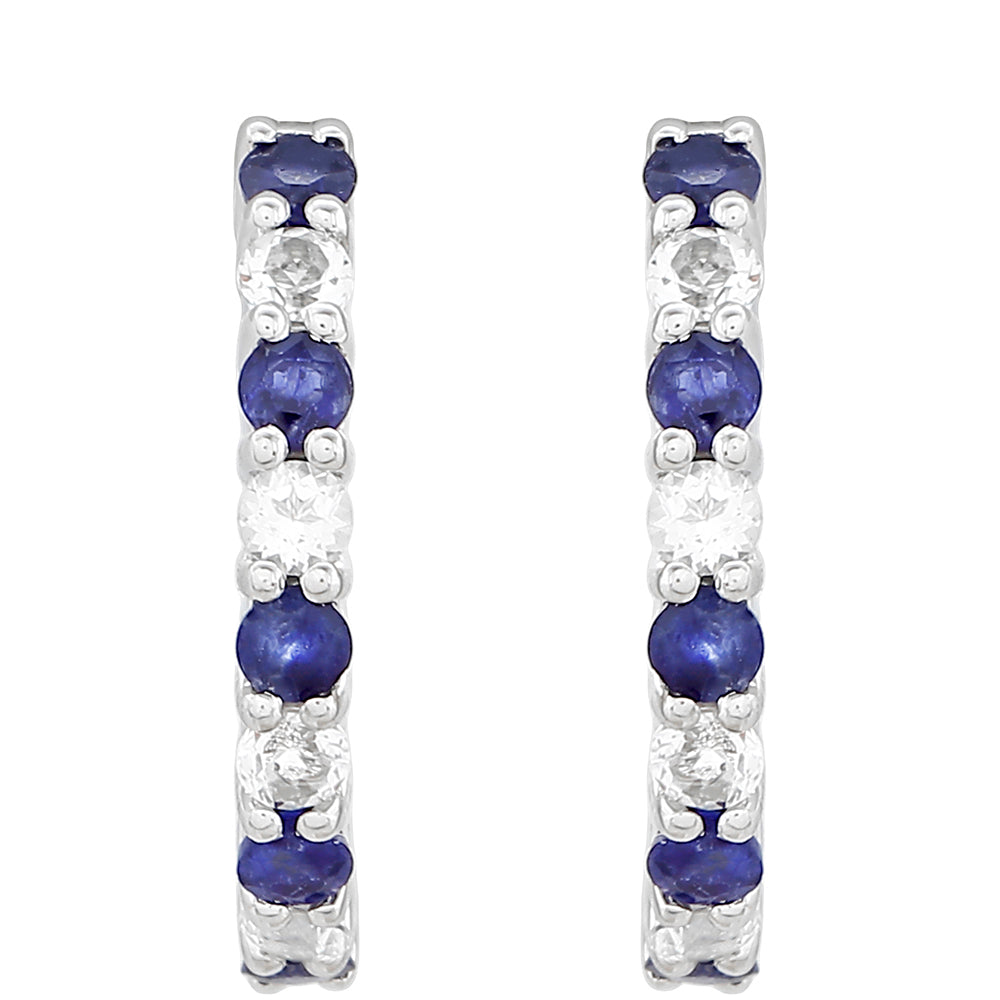 Strieborné Náušnice s Thajským Zafírom a Bielym Topásom