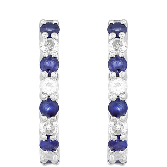 Strieborné Náušnice s Thajským Zafírom a Bielym Topásom