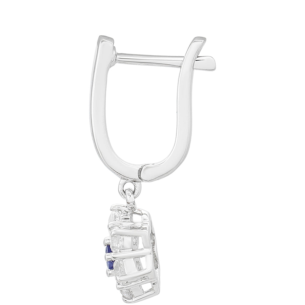 Strieborné Náušnice s Thajským Zafírom a Bielym Topásom 2 