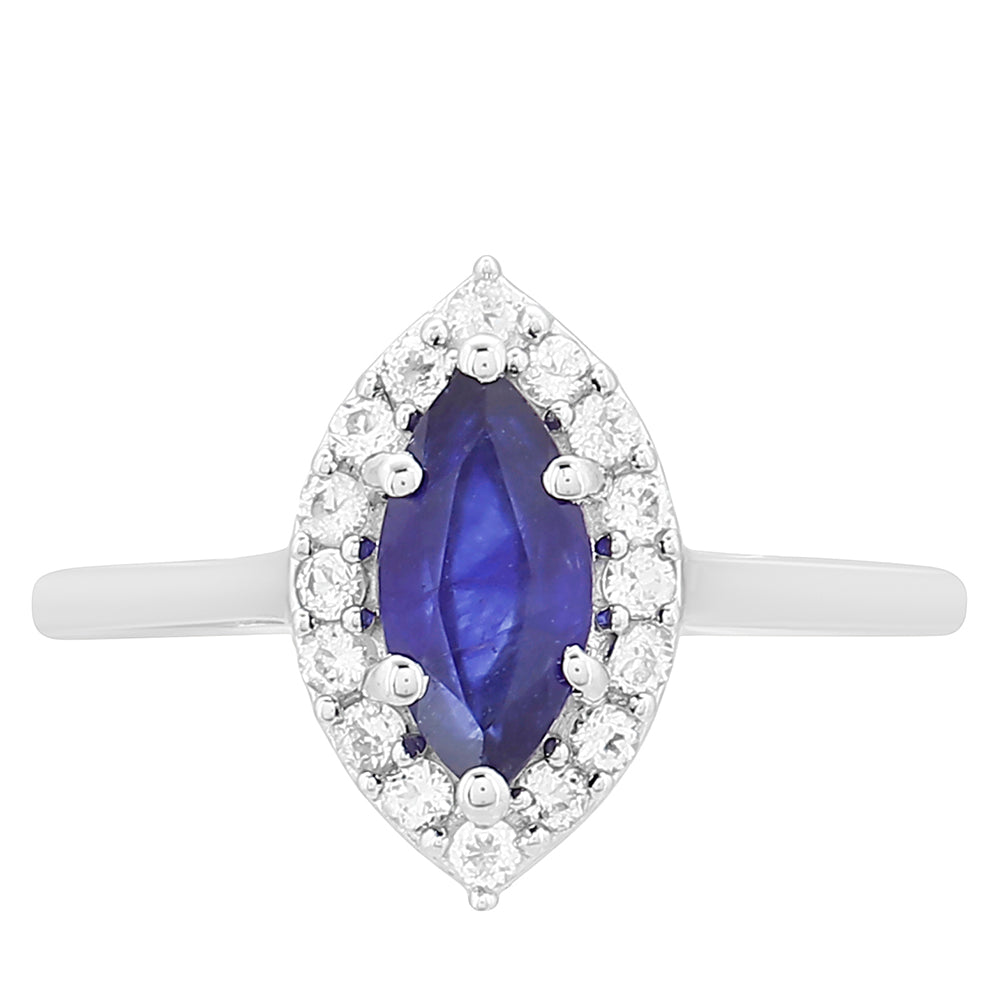 Strieborný Prsteň s Thajským Zafírom a Bielym Topásom 1 