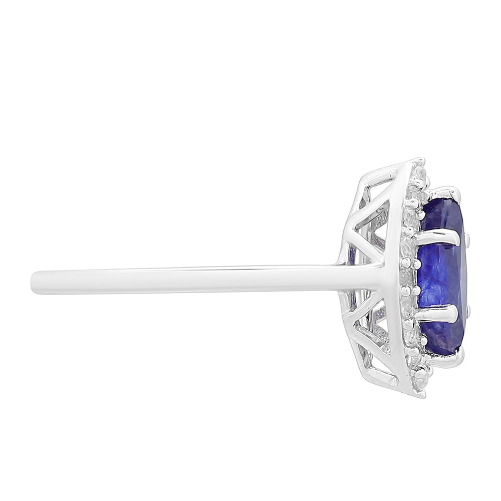 Strieborný Prsteň s Thajským Zafírom a Bielym Topásom 2 