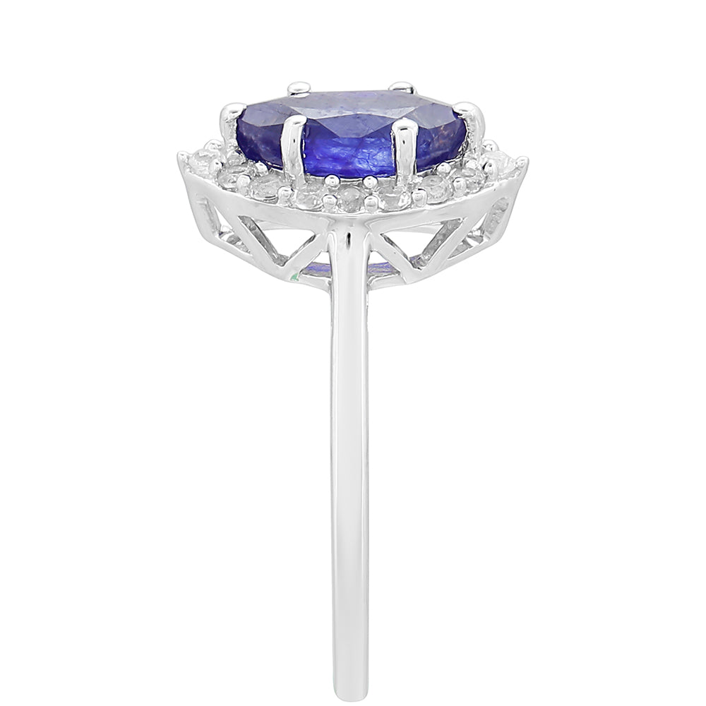 Strieborný Prsteň s Thajským Zafírom a Bielym Topásom