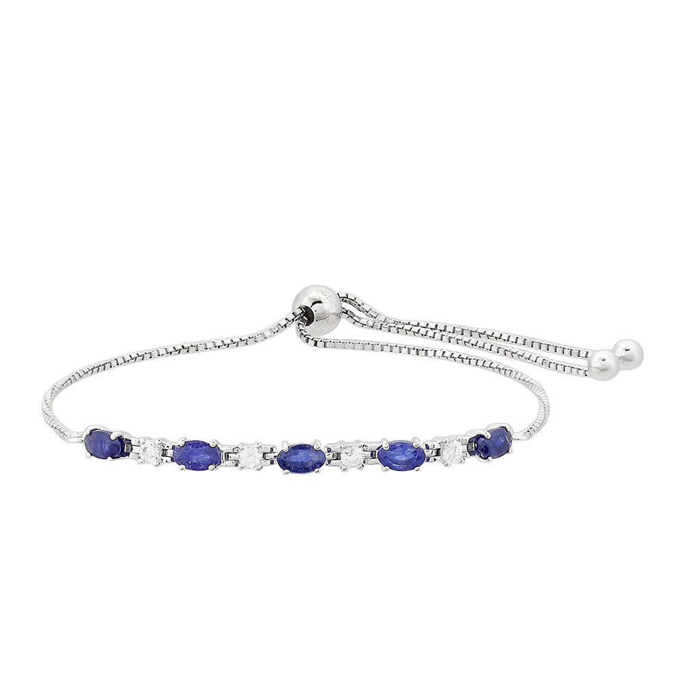 Strieborný Náramok s Thajským Zafírom a Bielym Topásom