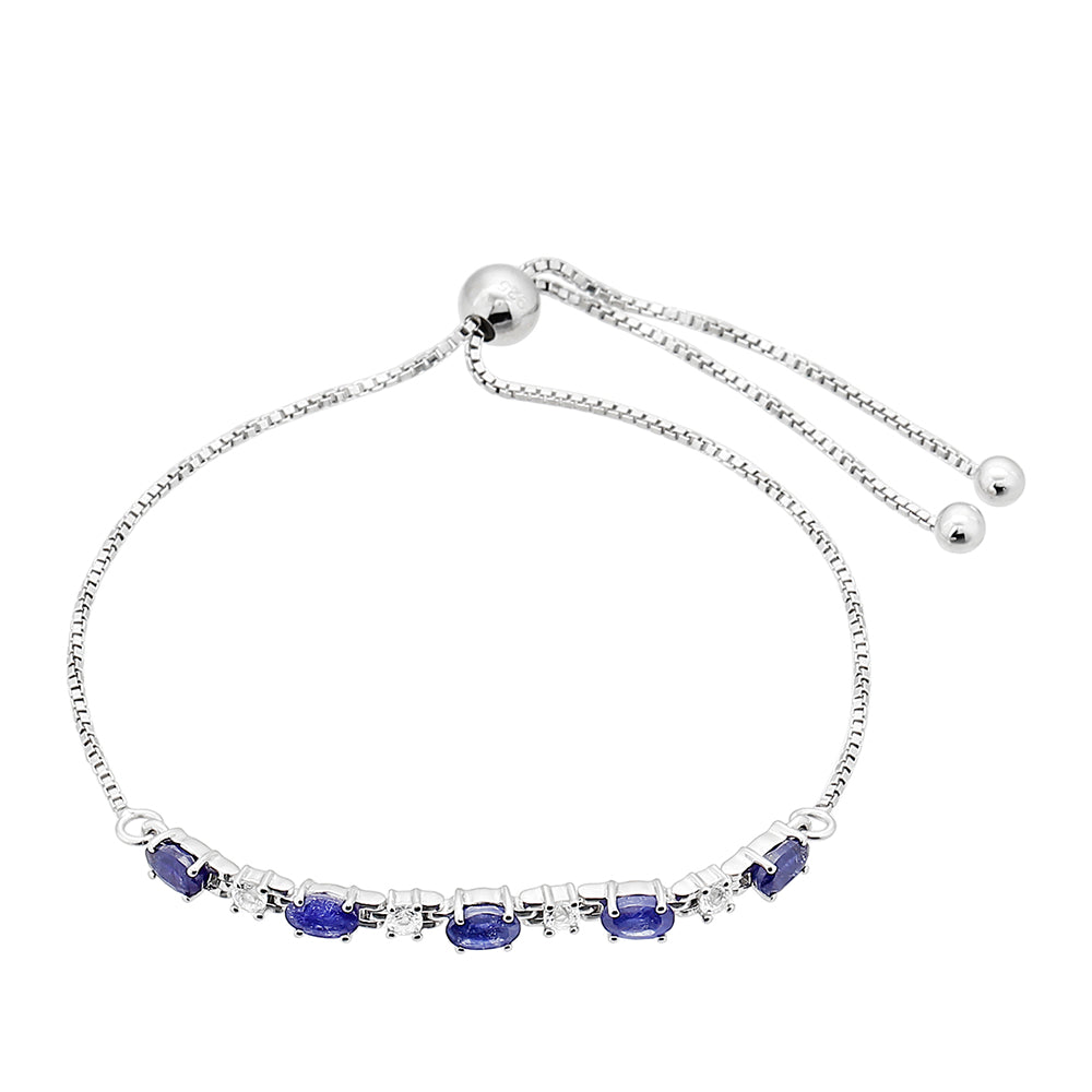 Strieborný Náramok s Thajským Zafírom a Bielym Topásom