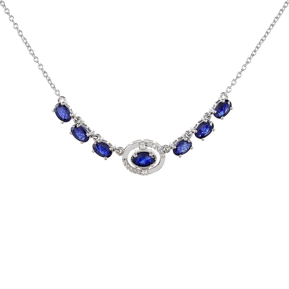Strieborný Náhrdelník s Thajským Zafírom a Bielym Topásom