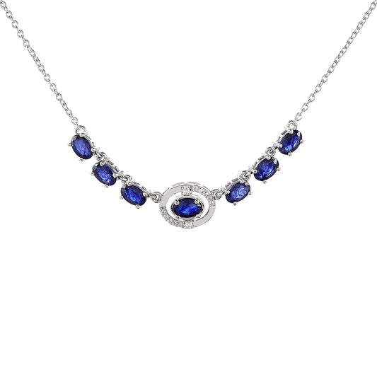 Strieborný Náhrdelník s Thajským Zafírom a Bielym Topásom