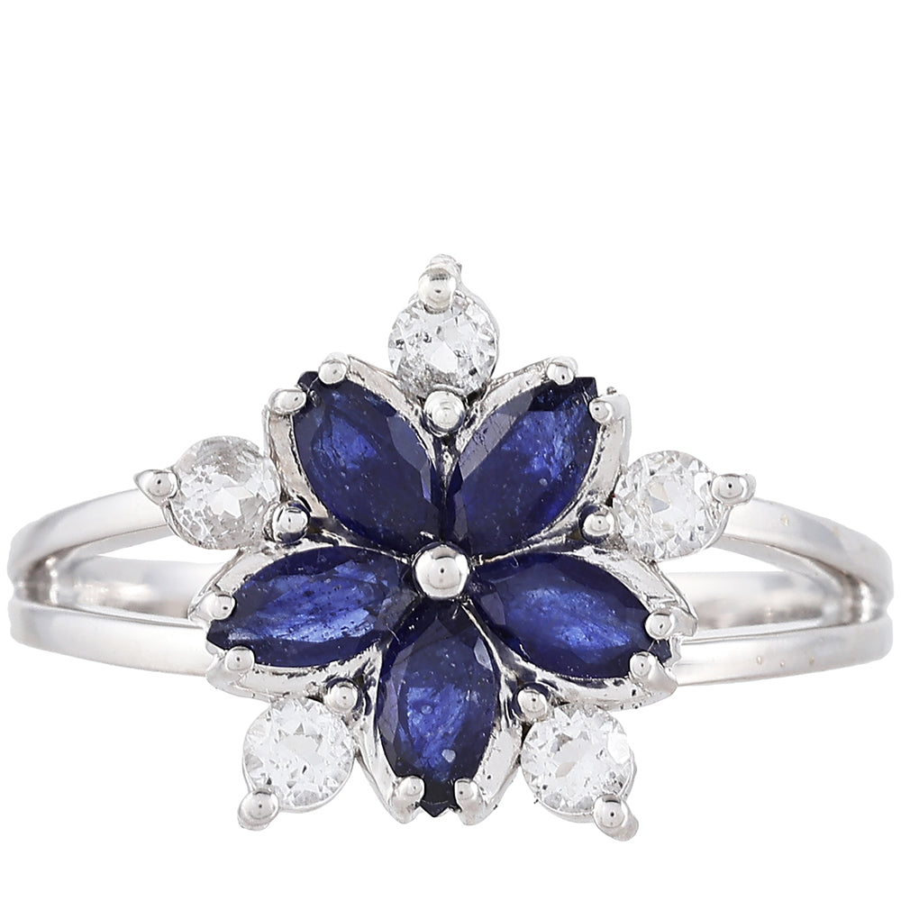 Strieborný Prsteň s Thajským Zafírom a Bielym Topásom 1 