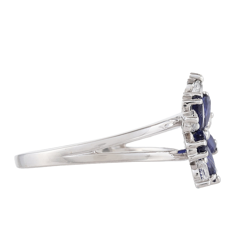 Strieborný Prsteň s Thajským Zafírom a Bielym Topásom 2 