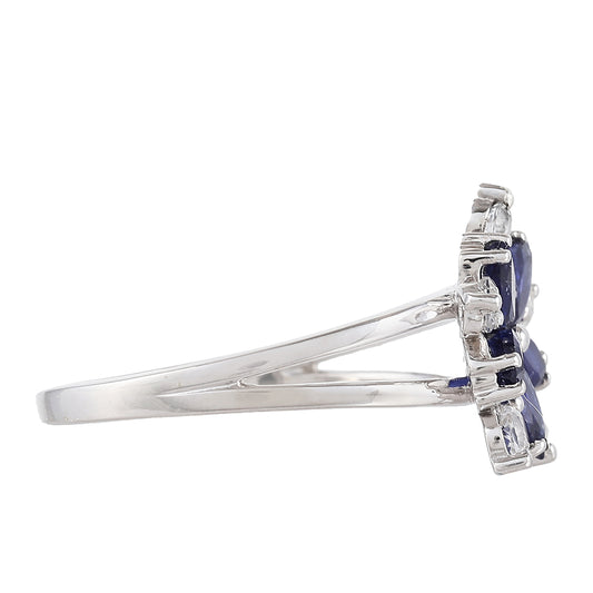 Strieborný Prsteň s Thajským Zafírom a Bielym Topásom