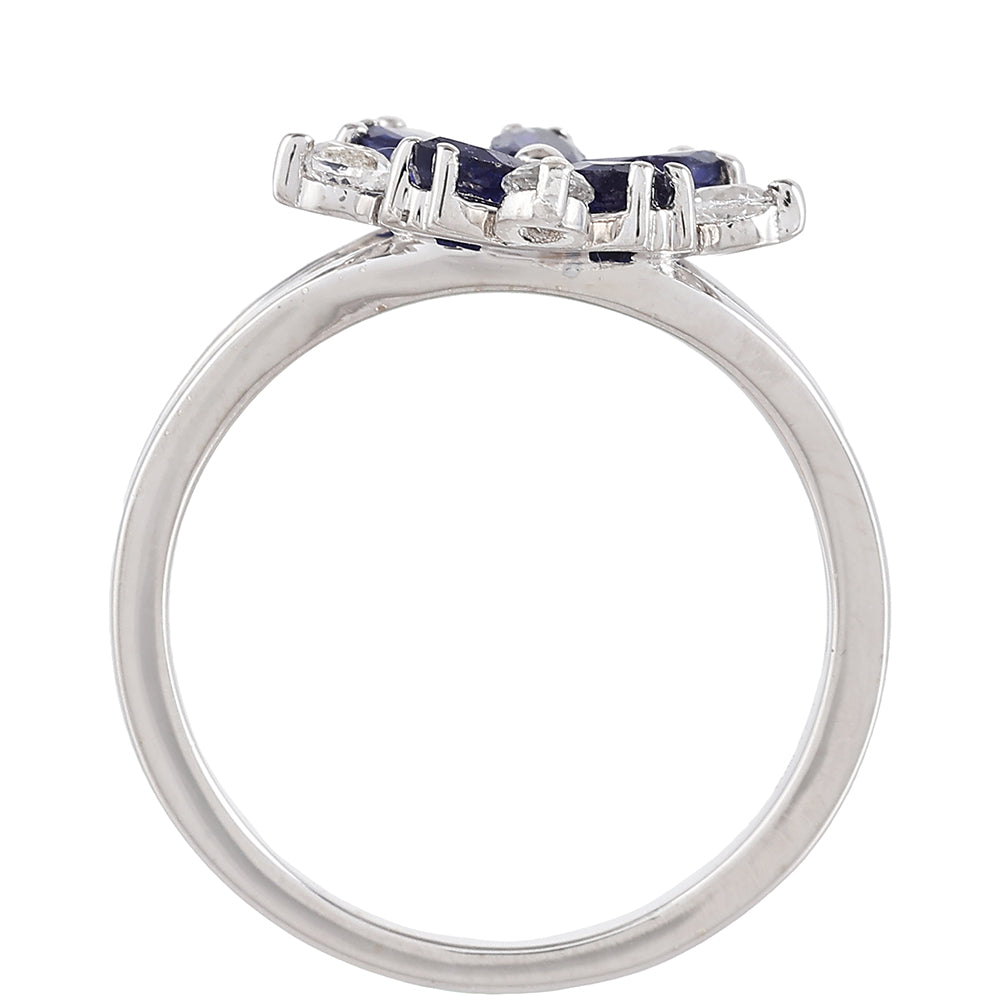 Strieborný Prsteň s Thajským Zafírom a Bielym Topásom 4 