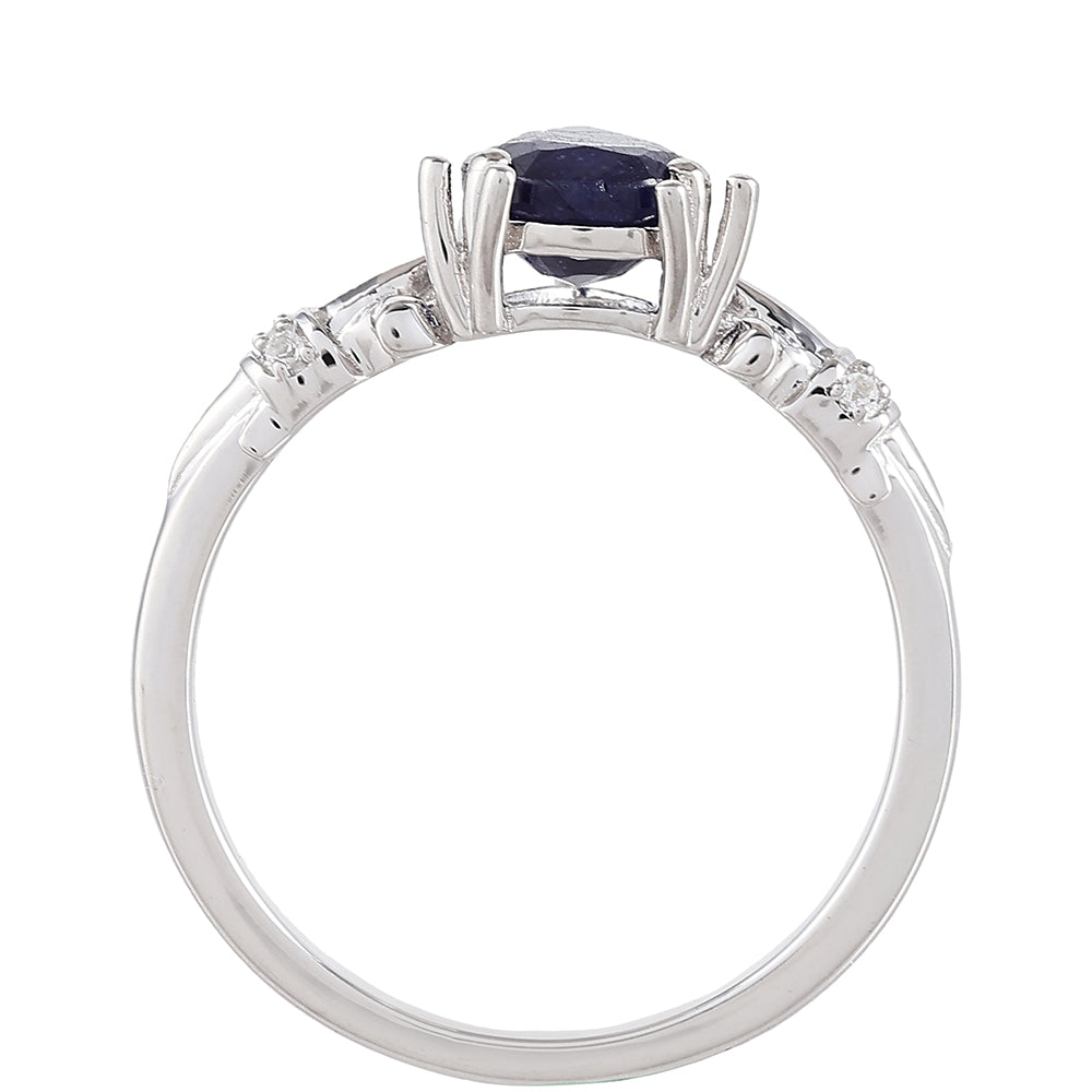 Strieborný Prsteň s Thajským Zafírom a Bielym Topásom 4 