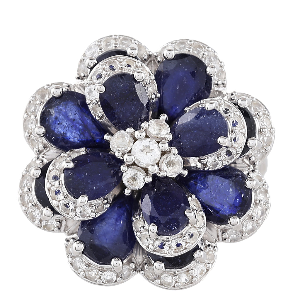 Strieborný Prsteň s Thajským Zafírom a Bielym Topásom