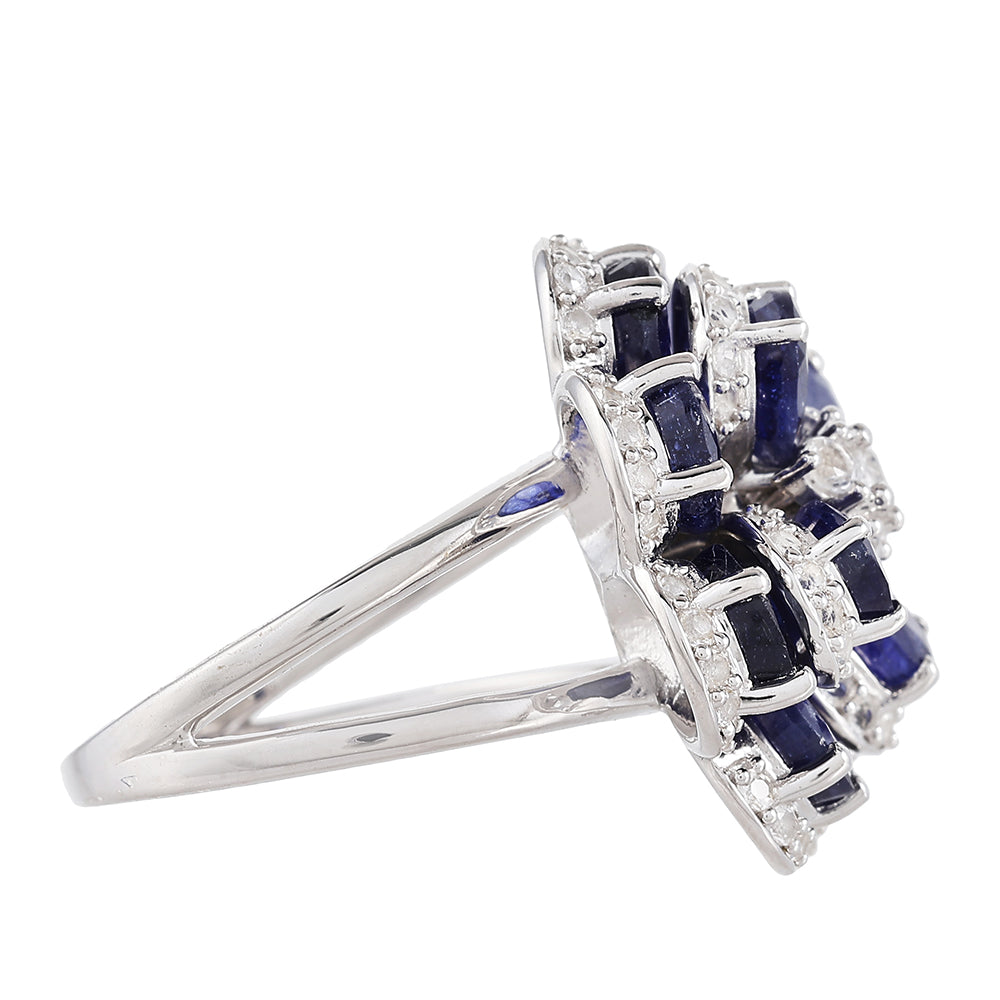 Strieborný Prsteň s Thajským Zafírom a Bielym Topásom