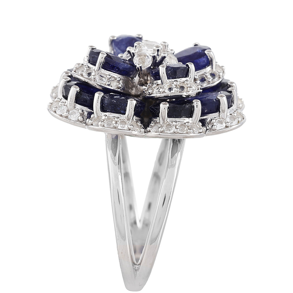 Strieborný Prsteň s Thajským Zafírom a Bielym Topásom 3 