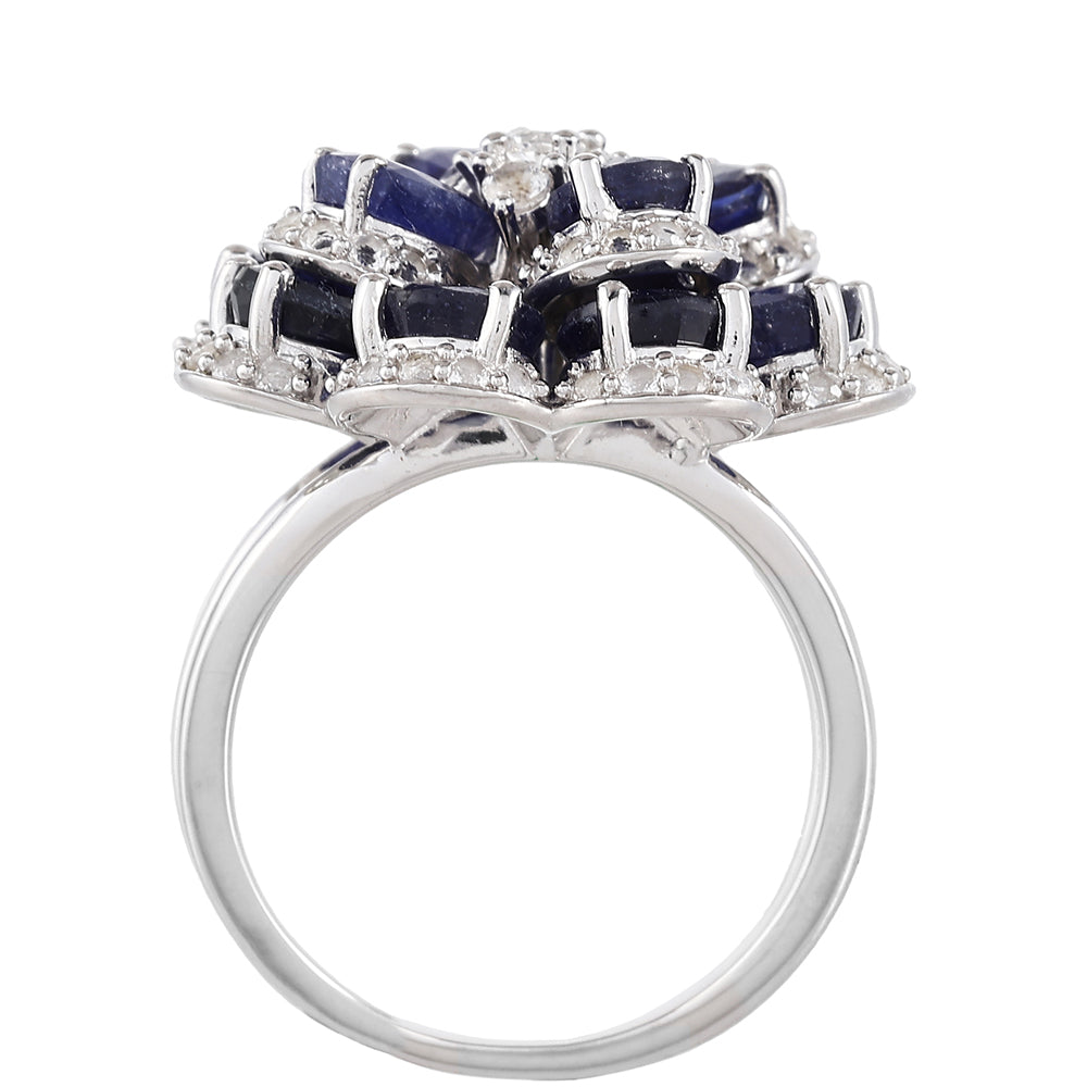 Strieborný Prsteň s Thajským Zafírom a Bielym Topásom