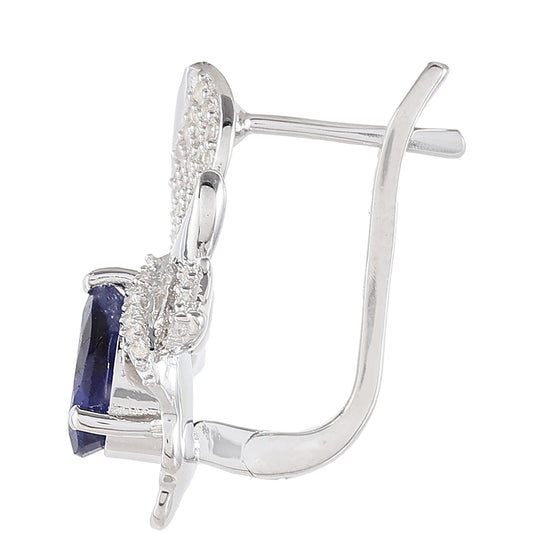 Strieborné Náušnice s Thajským Zafírom a Bielym Topásom