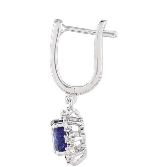 Strieborné Náušnice s Thajským Zafírom a Bielym Topásom