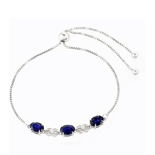 Strieborný Náramok s Thajským Zafírom a Bielym Topásom