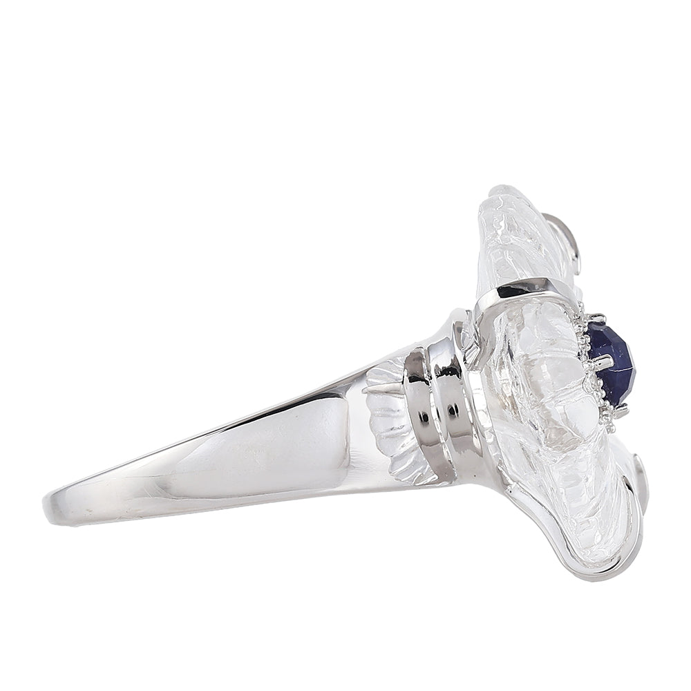 Strieborný Prsteň s Thajským Zafírom a Krištáľovým Kremeňom 2 