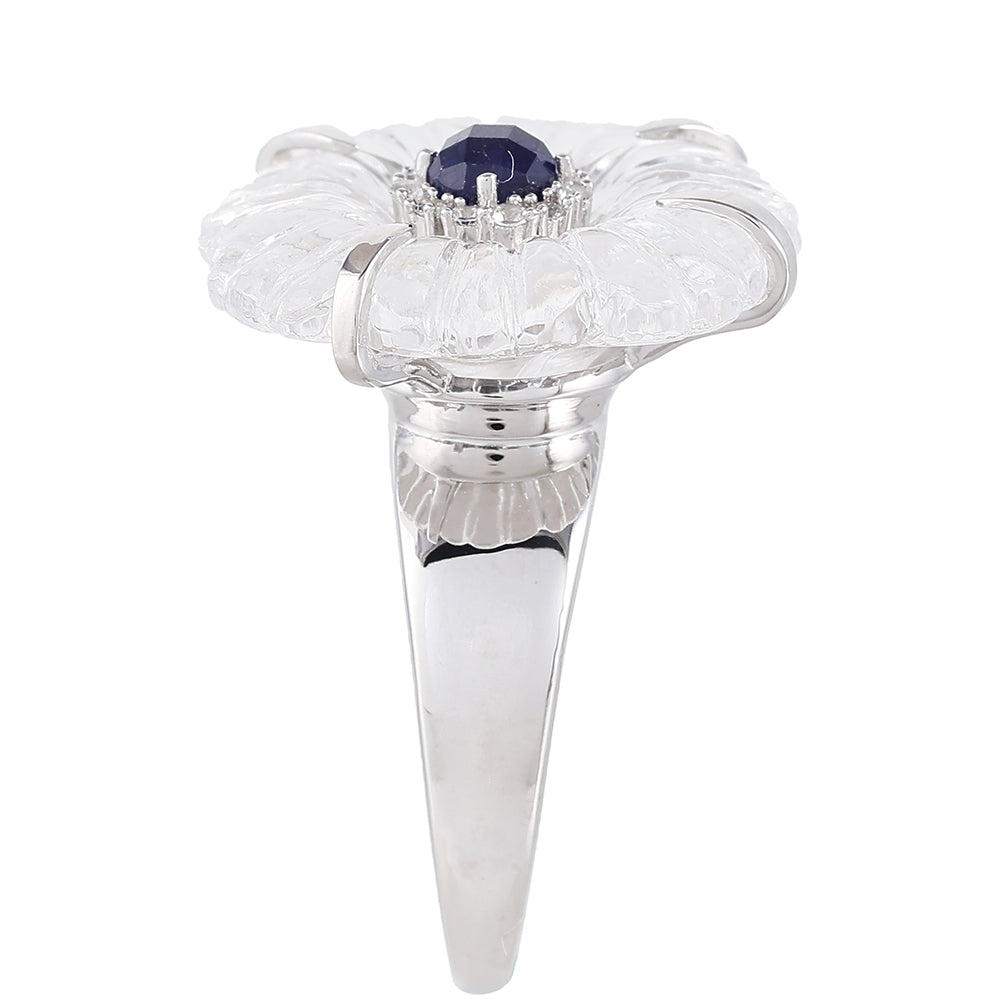 Strieborný Prsteň s Thajským Zafírom a Krištáľovým Kremeňom