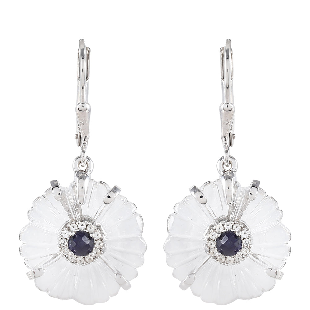 Strieborné Náušnice s Thajským Zafírom a Krištáľovým Kremeňom