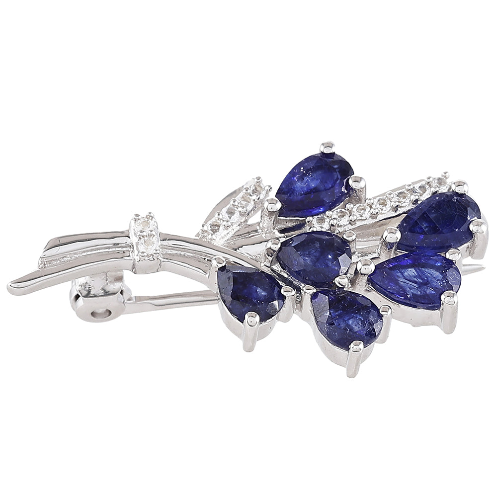 Strieborný Brošňa s Thajským Zafírom a Bielym Topásom 1 