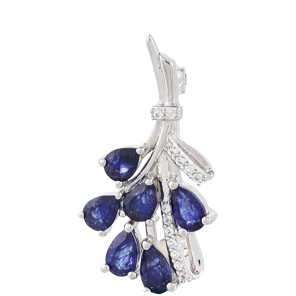 Strieborný Brošňa s Thajským Zafírom a Bielym Topásom 2 