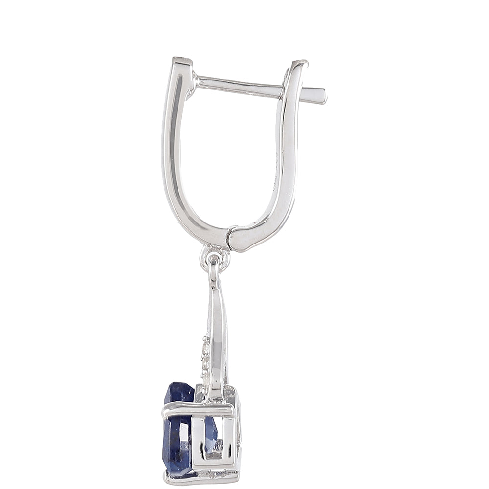 Strieborné Náušnice s Thajským Zafírom a Bielym Topásom