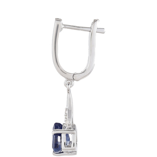Strieborné Náušnice s Thajským Zafírom a Bielym Topásom
