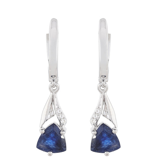 Strieborné Náušnice s Thajským Zafírom a Bielym Topásom