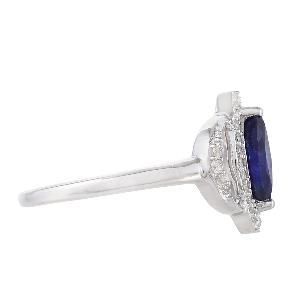 Strieborný Prsteň s Thajským Zafírom a Bielym Topásom 2 