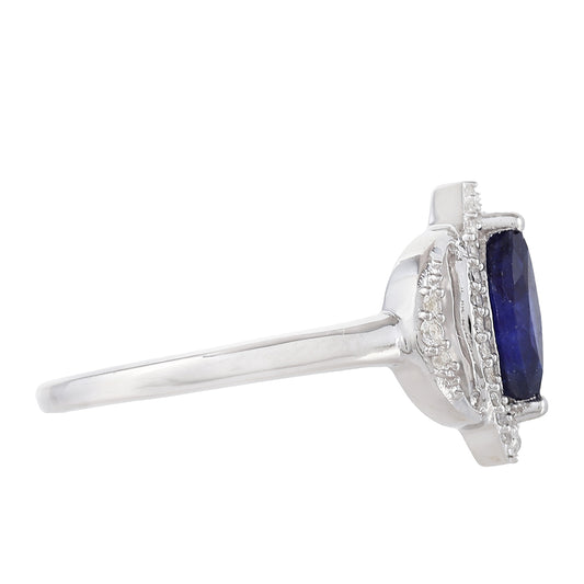 Strieborný Prsteň s Thajským Zafírom a Bielym Topásom