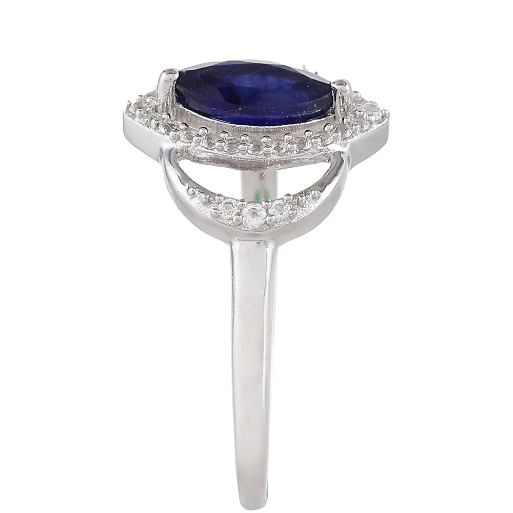 Strieborný Prsteň s Thajským Zafírom a Bielym Topásom 3 