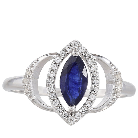 Strieborný Prsteň s Thajským Zafírom a Bielym Topásom