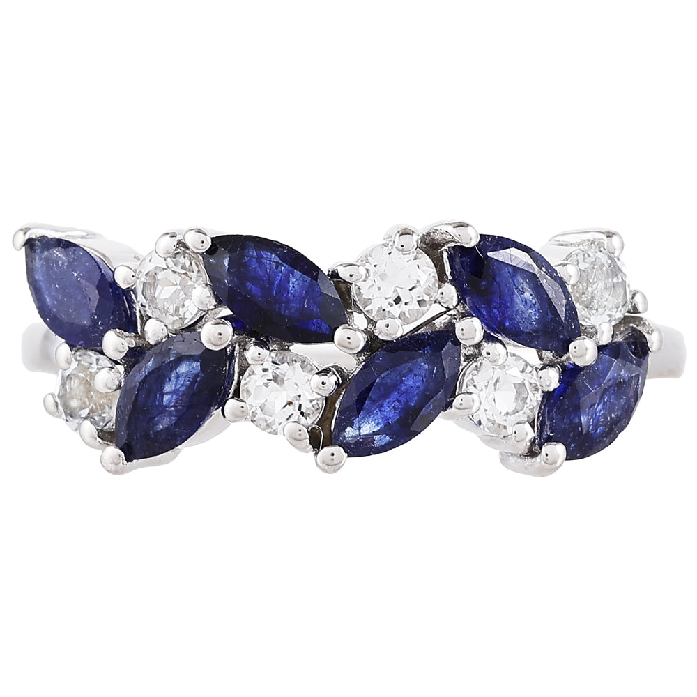 Strieborný Prsteň s Thajským Zafírom a Bielym Topásom