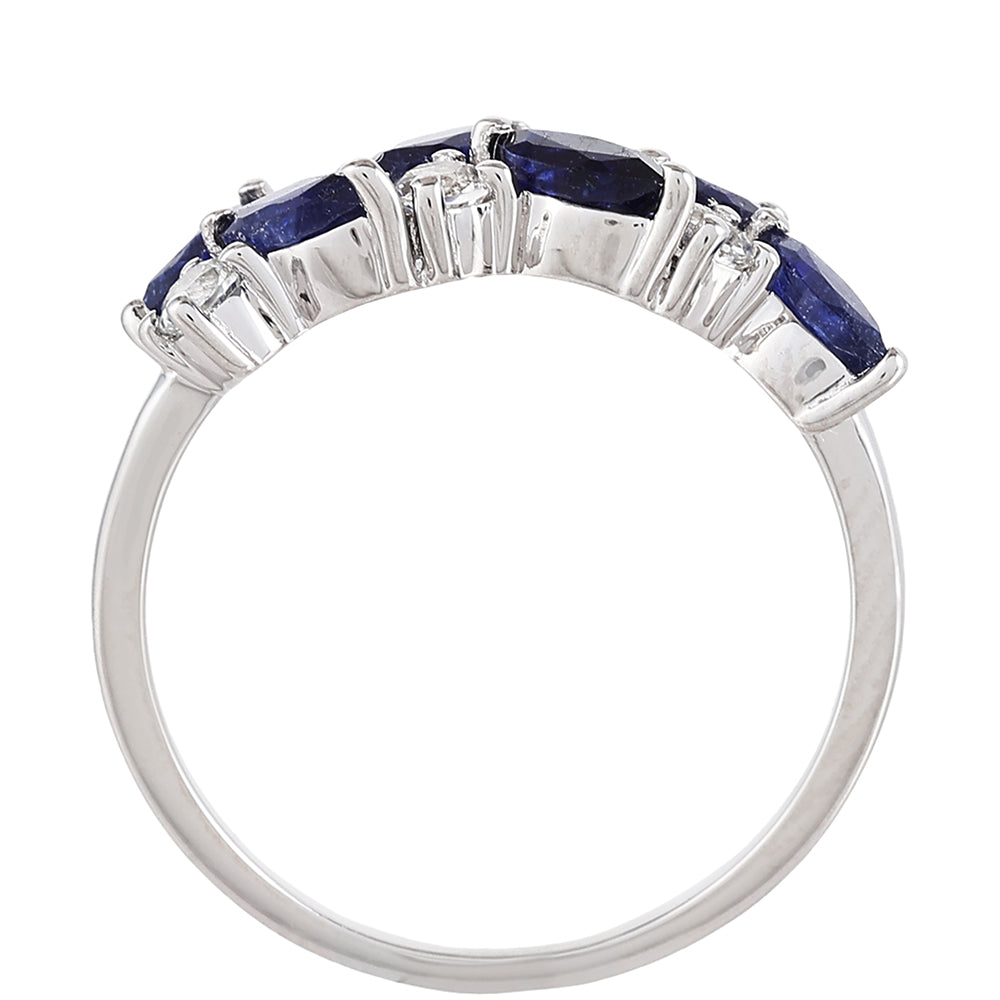 Strieborný Prsteň s Thajským Zafírom a Bielym Topásom 4 