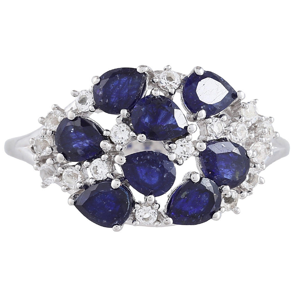 Strieborný Prsteň s Thajským Zafírom a Bielym Topásom 1 