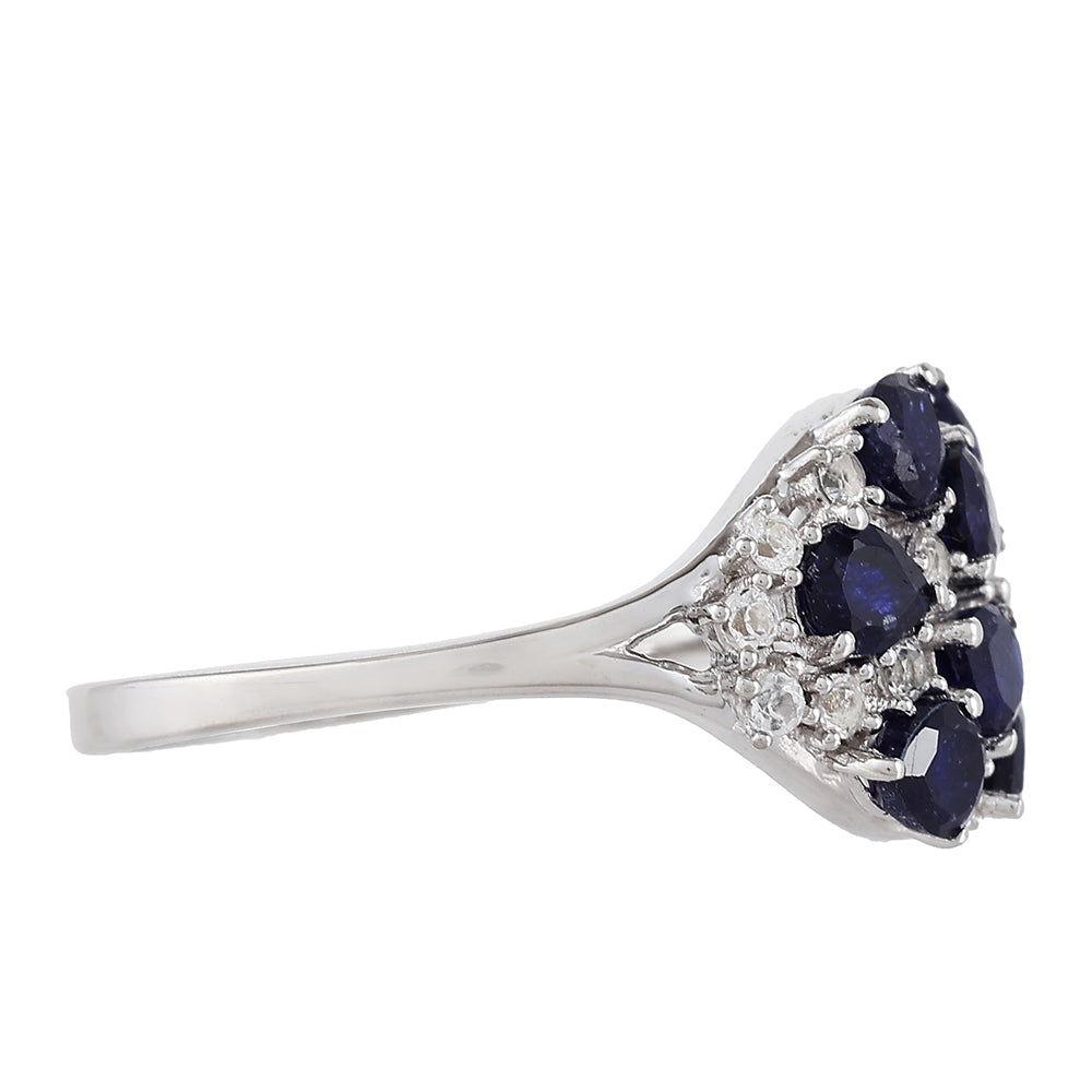 Strieborný Prsteň s Thajským Zafírom a Bielym Topásom