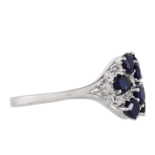 Strieborný Prsteň s Thajským Zafírom a Bielym Topásom