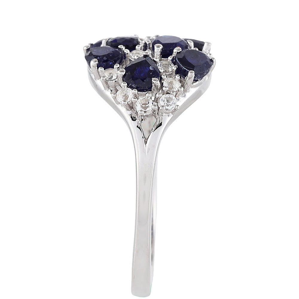 Strieborný Prsteň s Thajským Zafírom a Bielym Topásom