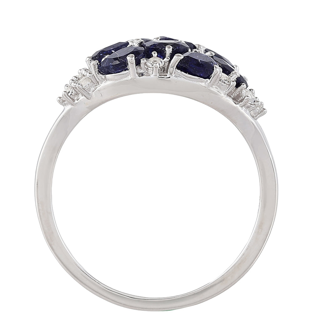 Strieborný Prsteň s Thajským Zafírom a Bielym Topásom