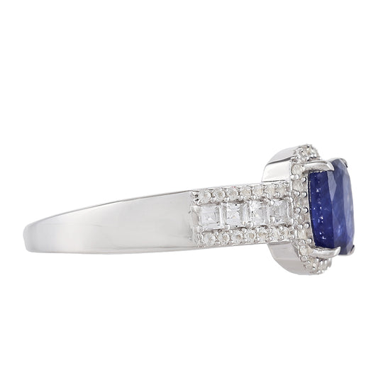 Strieborný Prsteň s Thajským Zafírom a Bielym Topásom