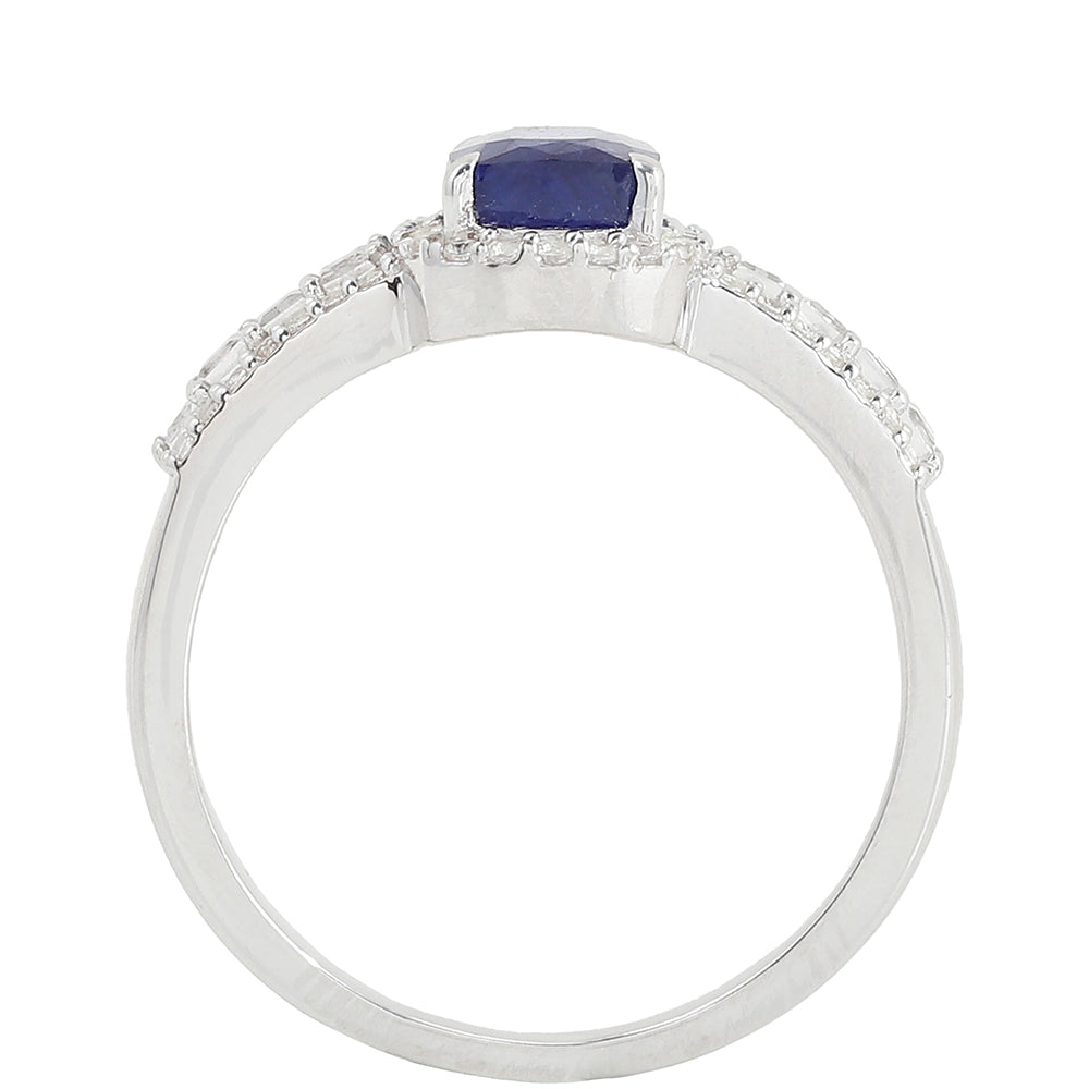 Strieborný Prsteň s Thajským Zafírom a Bielym Topásom 4 