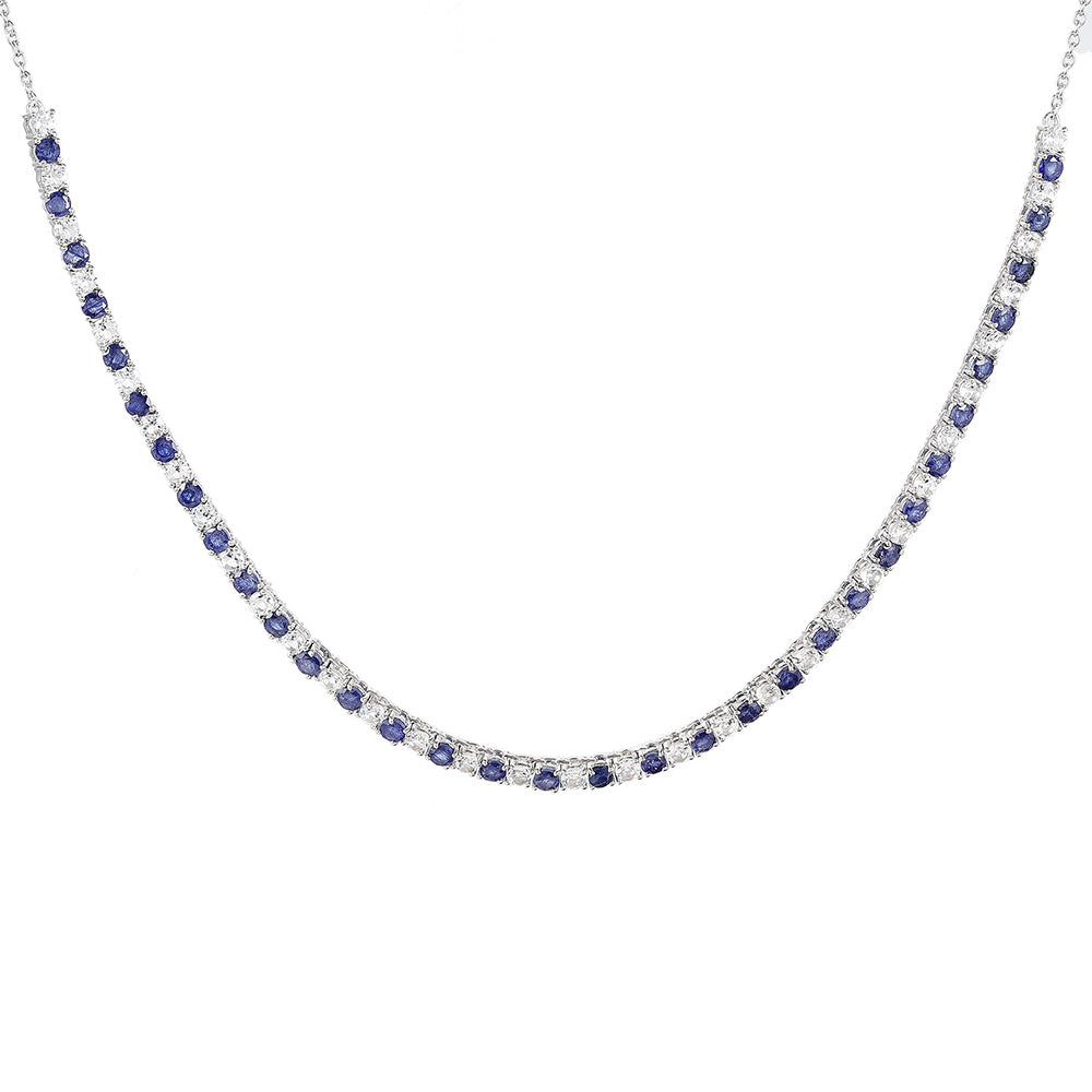 Strieborný Náhrdelník s Thajským Zafírom a Bielym Topásom