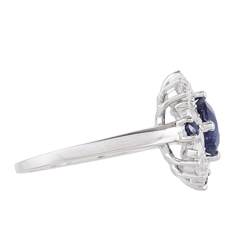 Strieborný Prsteň s Thajským Zafírom a Bielym Topásom 2 